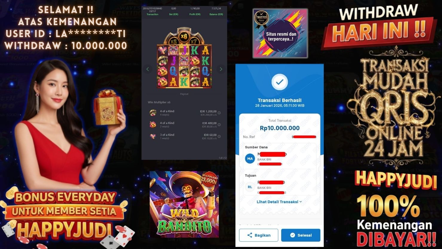 HAPPYJUDI JACKPOT SLOT WILD BANDITO